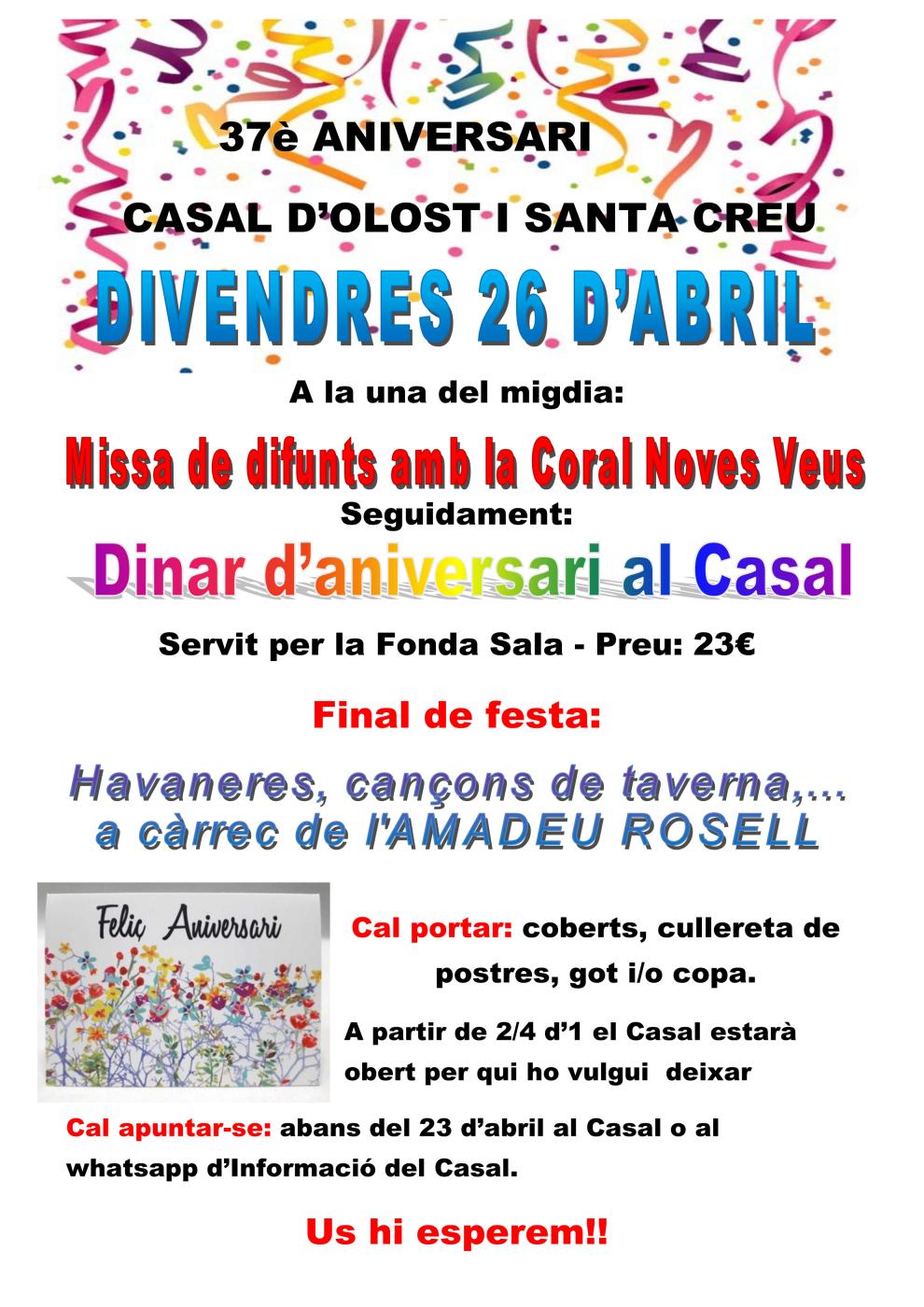 37è aniversari del Casal d'Olost i Santa Creu